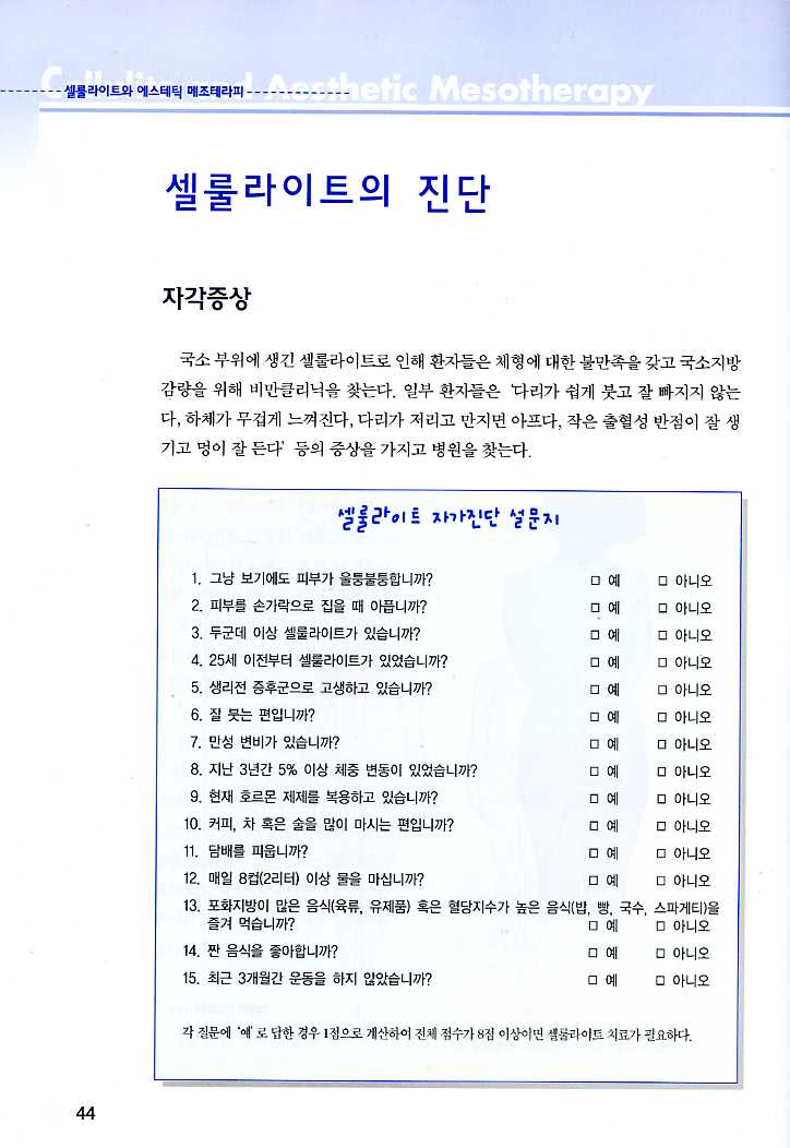 셀룰라이트와 에스테틱 메조테라피